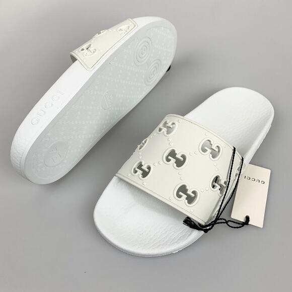 NIB Gucci GG slides Rubber White Size 37 Casual - Picture 3 of 9